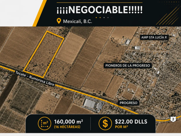 Terreno en venta en Colonia Progreso, Mexicali, B.C.