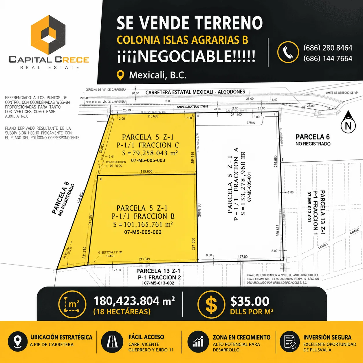 Terreno en venta en Islas Agrarias B, Mexicali, B.C.