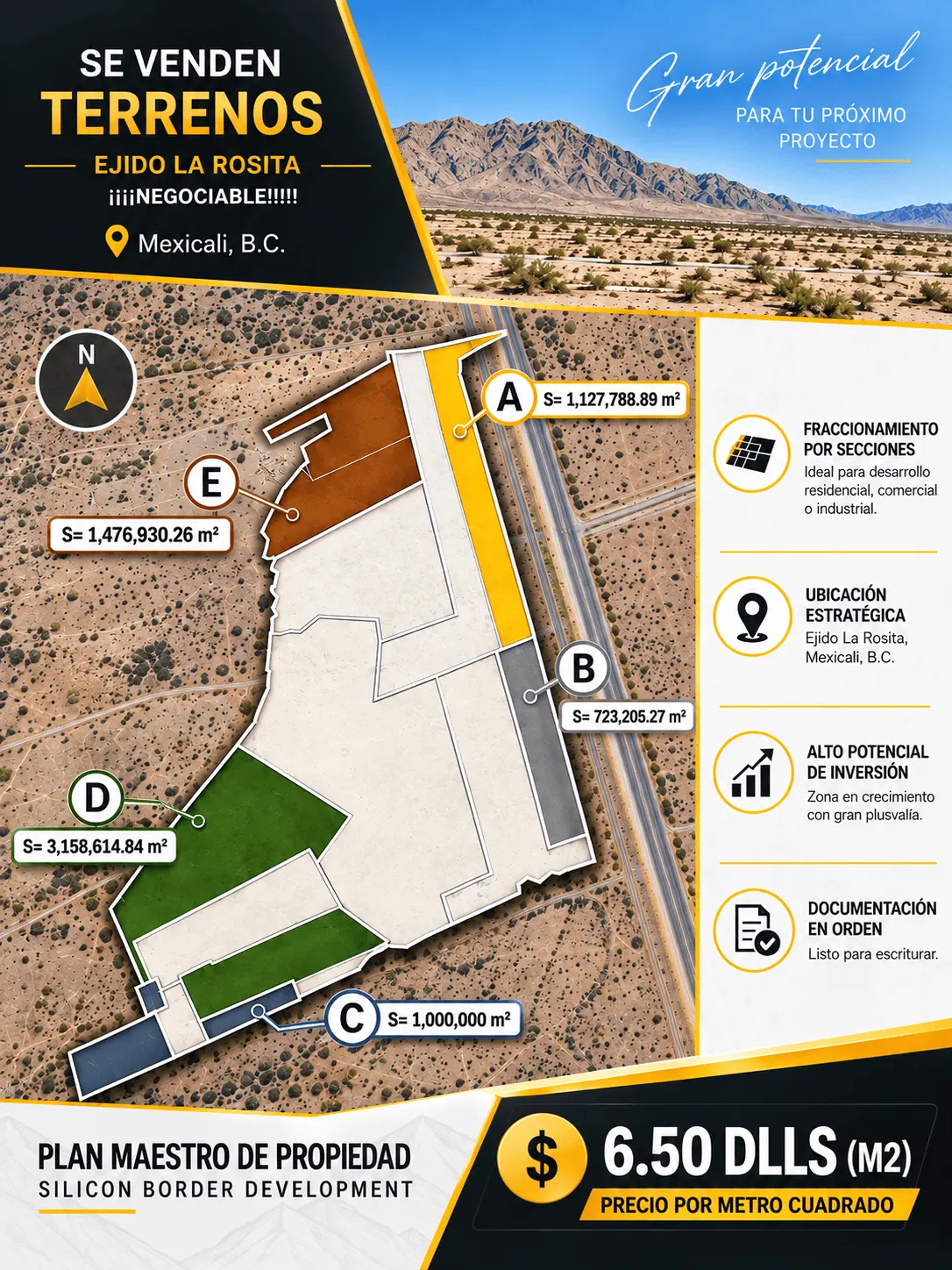 Terrenos en venta en Ejido la Rosita, Mexicali, B.C.
