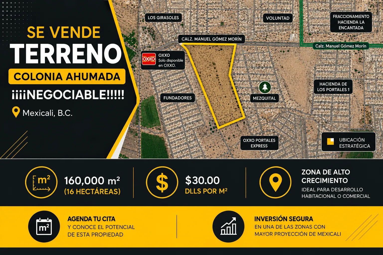 Terreno en venta en Colonia Ahumada, Mexicali, B.C.
